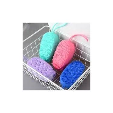 Imagem de Bucha Esponja de Banho em Silicone Macia Antibacteriana | Limpeza Suave e Massagem Corporal | Secagem Rápida | Ideal Para Uso Diário | Higiene e Conforto na Pele