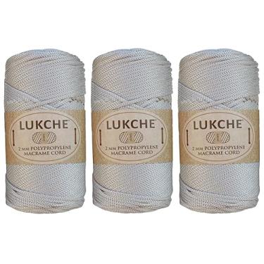 Imagem de Cordão de macramê de poliéster 2 mm x 125 jardas, corda de macramê premium 100% polipropileno, fio colorido, bolsa de macramê de crochê para cabides de parede, bolsas, placas inferiores, tapetes (bege