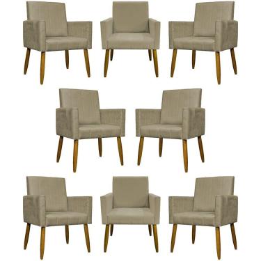 Imagem de Kit 8 Poltronas Decorativas Mari Pé Palito Castanho - Nude Suede