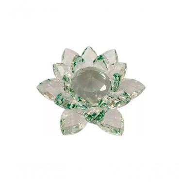 Imagem de Enfeite Decoração De Cristal Vidro Flor De Lotus Para Sala Quarto Cristaleira Grande 13cm Cor:verde
