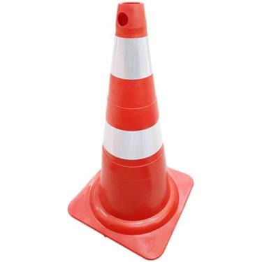Imagem de Cone para sinalização 75 cm com 2 faixas - 700.00652 - Plastcor - Plas