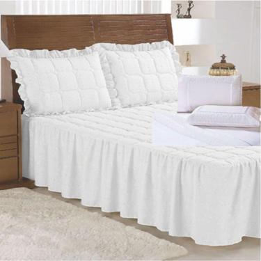 Imagem de Kit Colcha Lese Noiva Casal Padrão Com Jogo Lençol 9 Peças - Branca