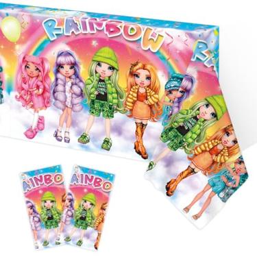 Imagem de Omto 2pcs Rainbow High Dolls Tablecloth Disposable Tablecover Birthday Party Supplies and Decorations for Kid Boy Baby Shower Rectangle Tables 70"X42",2 Pack