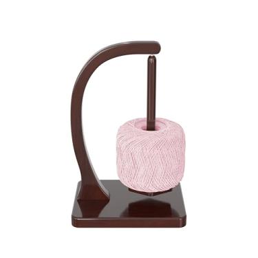 Imagem de ClarArti - Suporte de bola de fio magnético, suporte de fio de madeira para tricô e crochê, giratório de fio giratório para artesanato DIY, dispensador de pêndulo com grande armazenamento, presente de