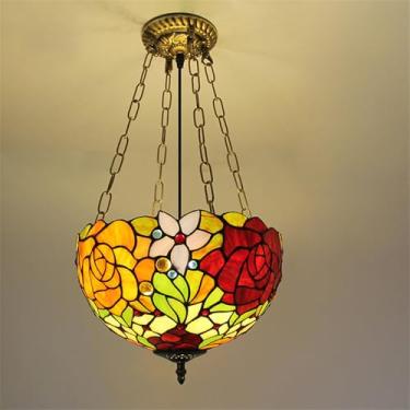 Imagem de Luminária pendente contemporânea de luxo em vidro colorido com LED, estilo americano, ideal para sala de estar, restaurante, quarto, hotel, casa de campo, corredor, café, bar ou escada (Esti