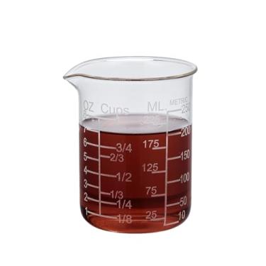 Imagem de Copo medidor de vidro graduado gravado Ackers - bico em forma de V - copo medidor de vidro de borossilicato alto para cozinha ou jantar, fácil de ler, 250 ml (227 g, 1 xícara)