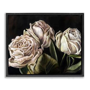 Imagem de Stupell Industries Fading Beauty White Roses Gold Framed Floater Canvas Wall Art, design by Mary Sparrow, 25 x 31