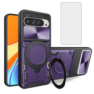 Imagem de Asuwish Capa de celular para Google Pixel 9/9 Pro/10/10 Pro 5G Slide Camera Magnetic Cover com protetor de tela e suporte de anel híbrido celular Pixel9 9Pro/Pixel10 10Pro Nove Dez mulheres homens