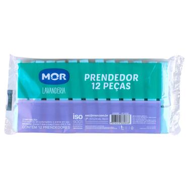 Imagem de Pregador de Roupas Mor Plástico Colorido com 12 Peças