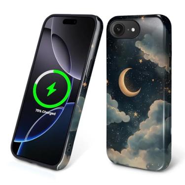 Imagem de Flivro Capa magnética para iPhone 16e, compatível com Magsafe, capa rígida de policarbonato, amortecedor interno de silicone, antiarranhões, à prova de choque, capa fina para iPhone 16e - estrelas e