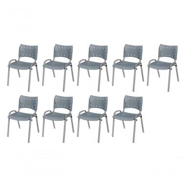 Imagem de Cadeira Iso Base Cinza, Igreja, Escola, Escritório -cinza Kit 9 Peças