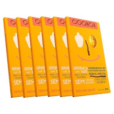 Imagem de Kit 6X: Chocolate Branco Com Nibs Vegano Cookoa 80G