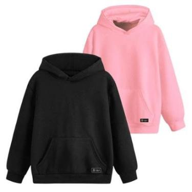 Imagem de Kit Moletom Canguru Infantil Liso Básico com Capuz e Bolso-Unissex