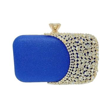 Imagem de Bolsa feminina clutch de strass com lantejoulas brilhantes vintage com contas de cristal para festa de casamento e coquetel bolsa brilhante, Azul