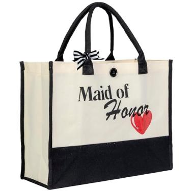 Imagem de Sigenert Maid Of Honor Proposal Gifts Maid Of Honor Maid Of Honor Will You Be My Brides Maid Canvas Tote Bag Presente de Dama de Honra Chá de Noiva Bolsa de Festa de Solteira