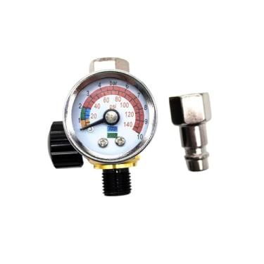 Imagem de Regulador de pressão ar ajustável para pistola pintura em spray - Válvula controle precisão para desempenho ideal(Gold black)