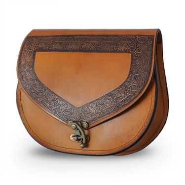 Imagem de Lord of Battles Bolsa mensageiro de couro medieval | Bolsa de cinto renascentista para homens e mulheres, Marrom claro, Medieval