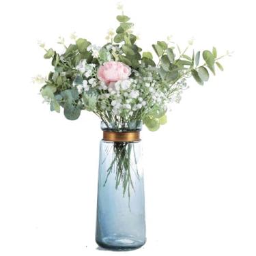 Imagem de LNHOMY 37 peças de gipsófila de toque real com hálito misto de bebê, folhas artificiais de eucalipto, caule de plantas, flores de peônia, para vasos de casamento, buquês de arranjos florais, decoração