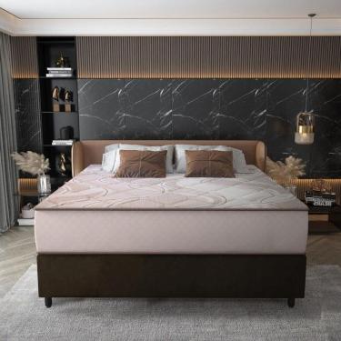 Imagem de Cama Box Conjugado Queen Com Colchão 158x70x198 Supreme Malha D33 Gazin Cr35368 Bege Marrom