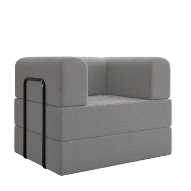 Imagem de Poltrona Decorativa Lisboa Modular Sala Linho Para Sala linho Cinza