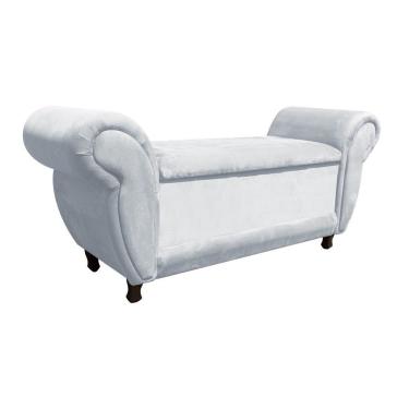 Imagem de Recamier Com Baú Itália Namoradeira Calçadeira Suede Cinza
