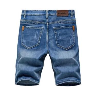 Imagem de Shorts De Jeans Slim Fit Masculinos Verão 2024 Clássico Preto Azul Fin