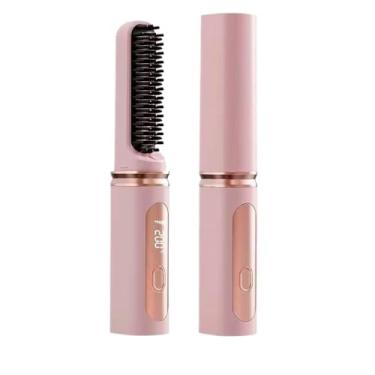 Imagem de Escova escova de alisamento de cabelo elétrica portátil LCD com tecnologia anion(Rosa)