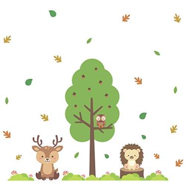 Imagem de Adesivo de Parede Árvore Alce e Porco Espinho 141x174cm