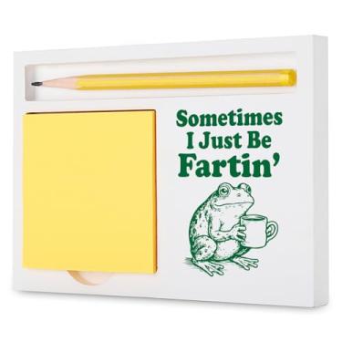 Imagem de Presentes engraçados de mesa de escritório para colegas de trabalho, Sometimes I Just Be Fartin', suporte de bloco de notas autoadesivo com design de sapo para homens e mulheres, organizador de