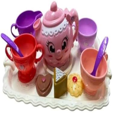 Imagem de Conjunto infantil para cha, diversao e faz de conta, rosa, delicado, charmoso.