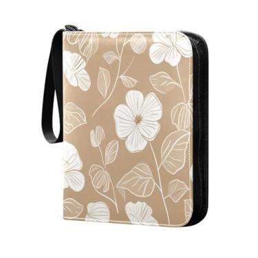 Imagem de Wassud Fichário de 4 bolsos para cartões colecionáveis com flores brancas comporta 400 cartões padrão, álbum TCG CCG MTG à prova d'água, presentes para colecionadores, meninos e meninas