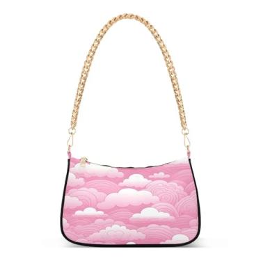 Imagem de CEBUGI Bolsas transversais femininas bolsa de ombro nuvens bolsa clutch elegante com alça de corrente