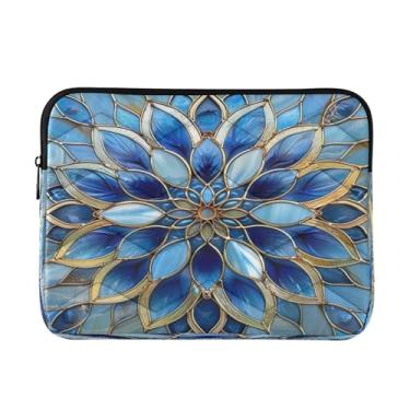 Imagem de Kigai Bolsa para laptop, flor mandala azul macia e resistente a impactos, capa para laptop, bolsa protetora para notebook de 13 a 14 polegadas