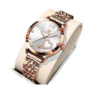 Imagem de OLEVS Relógio de quartzo feminino, diamante incrustado, pulseira de aç