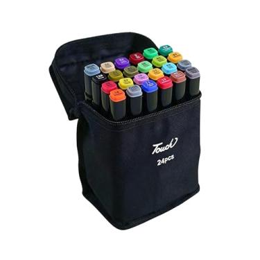 Imagem de Caneta Marcadora Permanente 24/36/48/60/80/100/120/168 Cores Ponta Dupla Kit Canetinhas Conjunto de Canetas Coloridas (24 cores)