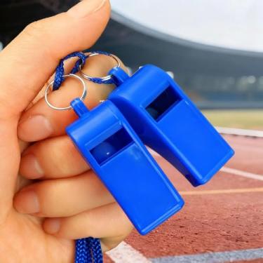 Imagem de Apito de árbitro de competições esportivas profissionais com cordão para uso ao ar livre alto decibel portátil apito de sinal de resgate (azul)