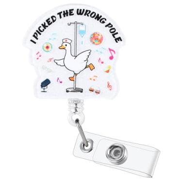 Imagem de I Picked The Wrong Pole Carretel de crachá de enfermeira com infusão intravenosa, bonito suporte retrátil para crachá de identificação, crachá Buddy para RN LPN CNA MA ED ER ICU Reabilitação Estudante