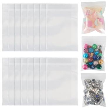Imagem de 200 peças/conjunto de sacos retangulares de plástico transparente com fecho de correr organizador de armazenamento bolsa de vedação superior transparente bolsa de embalagem auto-selável 7 x 5 cm