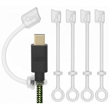 Imagem de Versão 2019 – [4 peças] Tampas USB confortáveis para cabo USB C – A tampa oferece proteção contra poeira e oxidação, capa de adaptador de projeção, protege durante viagens, portátil, projetado pela Cozy (verde camuflado)
