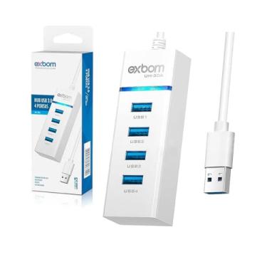 Imagem de Hub USB 3.0 de Alta Velocidade (5Gbps), 4 Portas com LED, Transferência Super Rápida, Compacto e Portátil, Plug & Play, Expansor para PC, Notebook, Mac e Windows (Branco)