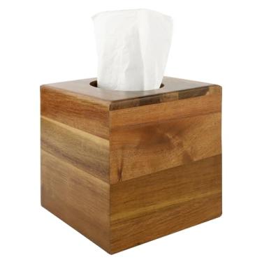 Imagem de Capa de caixa de lenços, suporte quadrado de madeira com fundo deslizante, suporte de papel facial de madeira de acácia para banheiro, sala de estar e escritório, capa de caixa de lenços faciais de