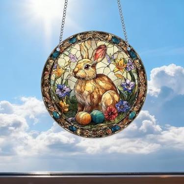 Imagem de Ovos de coelho de Páscoa, enfeites de acrílico para pendurar na janela, apanhador solar manchado, presentes de aniversário de dia das mães para mulheres, homens e mães