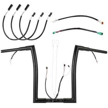 Imagem de Prewired Guidão Rise Ape Hangers De 1,5" Fat 14" Para Harley Road Glide Fltr/Road Special Fltrxs/Road Ultra Fltru 2014-2023, Com Fio Can-Bus Pré-Cabeado E Linha Guia, Preto