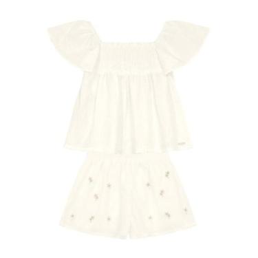 Imagem de Conjunto infantil menina bordado floral Mundi, Natural, 6