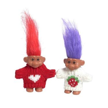Imagem de Toy Figure Cutextris, 2 peças de suéter vintage Troll Dolls