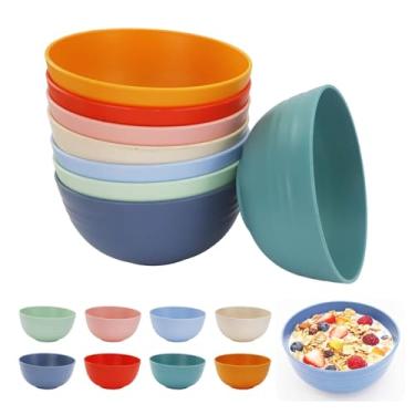 Imagem de Zoyiancy Conjunto de 8 tigelas de cereais inquebráveis reutilizáveis para micro-ondas e lava-louças, tigela de cozinha para arroz, cereal, salada, lanche e sopa (multicolorida)