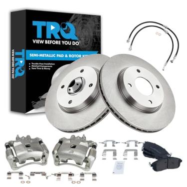 Imagem de TRQ Kit de pastilha de freio frontal e rotor semimetálico compatível com Nissan Sentra 2007-2012