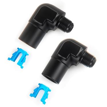 Imagem de CNRAQR 6AN alargador macho para 3/20.3 cm e 5/40.6 cm SAE desconexão rápida fêmea 90 graus Push-On EFI encaixe alumínio anodizado 2 peças