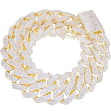 Imagem de Ucciyo Corrente de elos cubanos Miami de 30 mm para homens grandes, colar de elos cubanos, banhado a ouro 14k, joia luxuosa