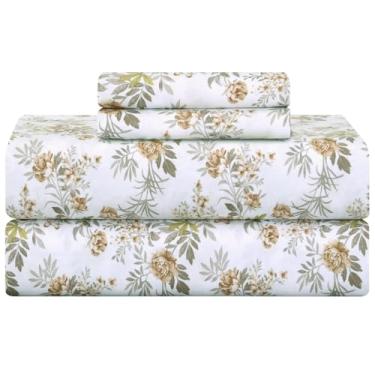 Imagem de Conjunto de lençóis de cama damasco tamanho king 500 fios com pena e costura, 100% algodão macio, respirável, bolsos profundos de cetim de 45,7 cm, cama listrada, colchão, resort, hotel, decoração de